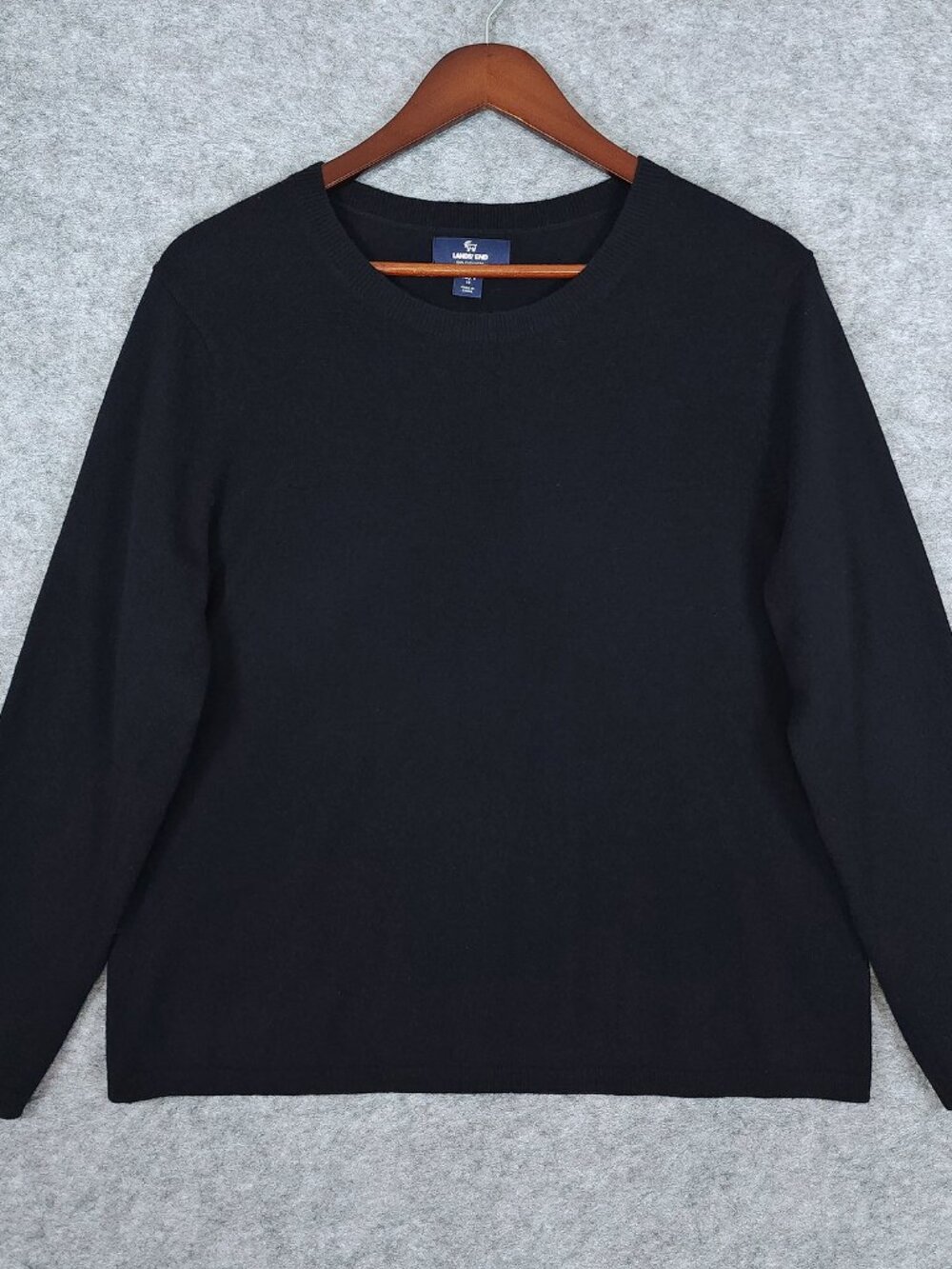 Lands End 100% Cashmere Sweater Womens Size XL Petite Black Crewneck